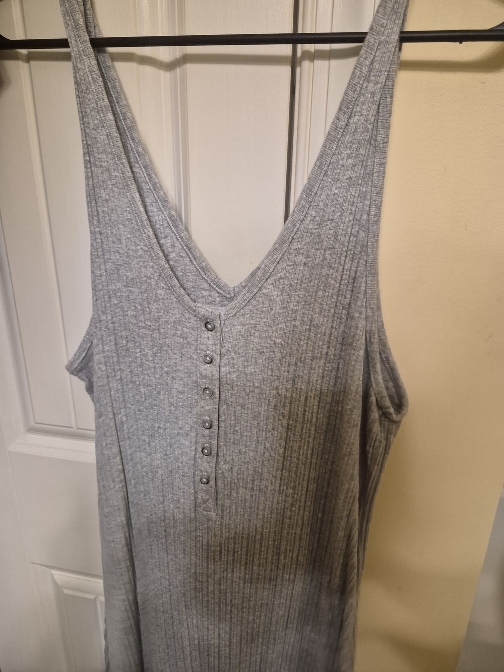 aerie Ribbed V-Neck Bodycon Maxi Dress - Light Gray